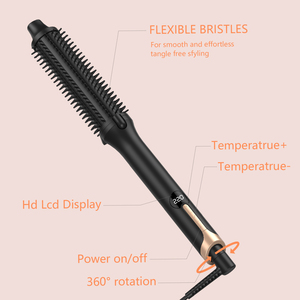 แปรงหวีผมแบบ2 in 1 80 °C-220 °C ± 10% ไฟฟ้า76วัตต์พร้อมเหล็กลบสีดำ - Product Image 5