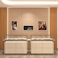 Comptoir de présentation moderne en acier inoxydable doré avec vitrine verrouillable en verre trempé pour boutique de bijoux et de montres