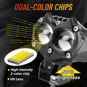 Faro Delantero para Motocicleta con 2 LED, 18W, 2000LM, Forma de Búho, Luz de Conducción 6000K, Blanco/Amarillo, IP67 Impermeable - Product Image 6