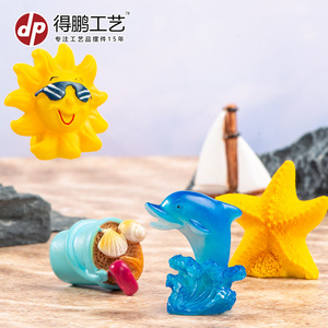 Adornos de Resina en Miniatura de la Serie Costera: Gaviota, Delfín, Cubo y Chanclas para Decoración de Mesa y Jardín - Product Image 2
