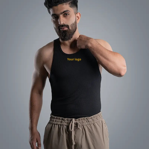 Débardeur de sport respirant en mélange de coton tissé à séchage rapide, écologique, pour homme, coupe musclée, sans manches, pour l'entraînement, 180g, personnalisable - Product Image 4