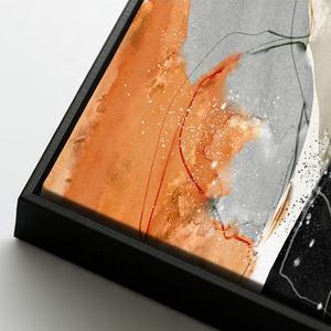 บล็อกสีทองที่มีสีสันสีน้ําภาพวาดที่เรียบง่ายพื้นผิวพิมพ์สีส้มบทคัดย่อผ้าใบภาพผนังศิลปะสําหรับห้องนั่งเล่น - Product Image 6