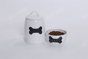 Bescera grosir mangkuk makanan anjing berbentuk tulang mewah mangkuk dekoratif untuk mug mangkuk makan hewan peliharaan keramik kustom - Product Image 5