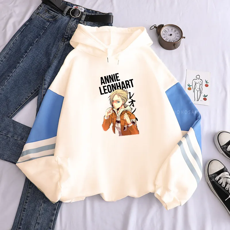 일본 애니메이션 공격 타이탄 인쇄 후드 스웨터 여성 하라주쿠 만화 애니 에센셜 대형 Streetwear 겨울 후드