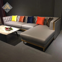 Sofá de Cuero Genuino en Forma de L, Estilo Chesterfield, Diseño Americano de Lujo para Sala de Estar, Gran Oferta