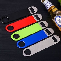 Ouvre-bouteille de bière plat en métal de grande taille Impression UV Laser personnalisé Lame de barre vierge en acier inoxydable Ouvre-bouteille UV Laser personnalisé
