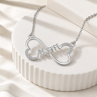 Vente chaude - Pendentif en argent sterling 925 avec symbole d'infini et double cœur, cadeau pour la Saint-Valentin pour femmes, bijoux en gros