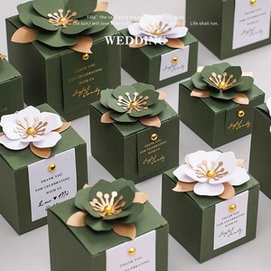 Caja de Regalo Personalizada, Caja de Papel Verde para Dulces de Boda, Caja de Embalaje para Chocolates de Fiesta - Product Image 2