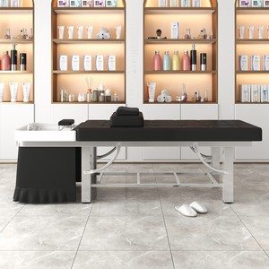 Table de lavage noire pour salon de coiffure avec cadre en acier inoxydable, station de lavage de cheveux pour institut de beauté - Product Image 3
