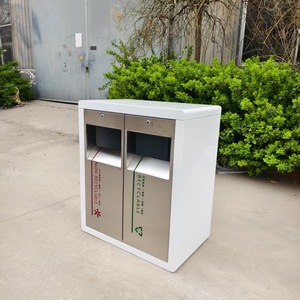 Outdoor Stainless Steel Waste <b>Bin</b> 90x45x95cm Sorting Recycling <b>Bin</b> For Streets Parks Residential Areas - Product Image 3
