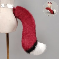 Queue de renard en fausse fourrure avec sangle de taille, queue d'animal réaliste en peluche pour costume, idéale pour les fêtes, le cosplay, les spectacles, fournitures en gros