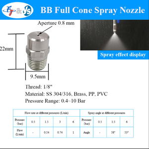 Buse de pulvérisation haute pression en acier inoxydable, tailles 1/8 ", 1/4 ", 3/8 ", nouvelle buse à jet plat Teejet, marque <span class=keywords><strong>YU</strong></span> <span class=keywords><strong>HU</strong></span>, garantie 1 an - Product Image 2