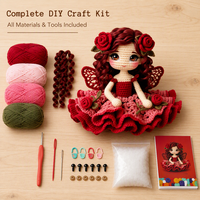 Kit de Fil à Crocheter DIY pour Débutants, Ensemble de Matériel de Tricot Manuel, Pack de Création de Fée Princesse, Cadeau Artisanat Maison