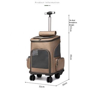 Outdoor Comfort Luxury <b>Soft</b> Breathable Mesh Ventilated Rolling Wheels Pet Travel <b>Carrier</b> Trolley Bag For Dog <b>Cat</b> - Product Image 3