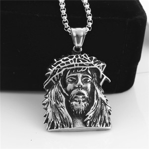 Pendentif portrait en acier inoxydable, collier pour homme, style punk rétro, bijoux de mode - Product Image 5