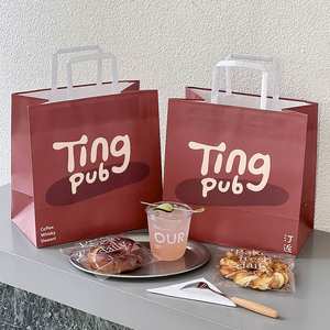 Sacs en papier kraft personnalisés, écologiques, biodégradables, pour la livraison de nourriture à emporter, les cafés, les desserts, les courses, avec cordon torsadé - Product Image 6