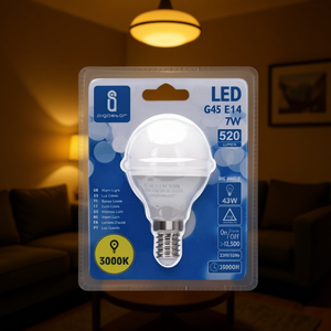 LED Bulb G45 E14 7W 3000K Warm Light Big Angle 520Lm 25000H Lifespan - Product Image 3