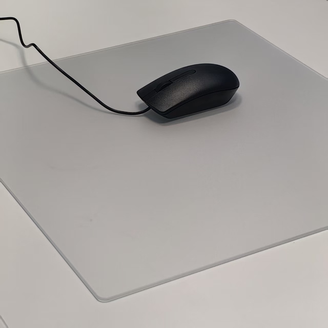 3.2mm Thick Tempered Glass for Mousepad, Low Iron Frosted Glass, Ultra Clear Tempered Glass Mousepad with Polished Edges