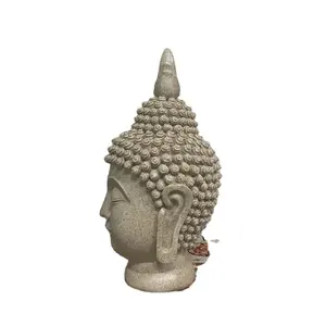 Ornement de grande tête de bouddha, statue en résine, artisanat d'art, décoration pour bibliothèque, salon, bureau, café, 1 pièce