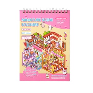 Mini House PET Scene Sticker Book, 8 pegatinas transparentes <span class=keywords><strong>de</strong></span> simulación <span class=keywords><strong>de</strong></span> panadería, cafetería, animales pequeños y muebles para diario, collage DIY - Product Image 6