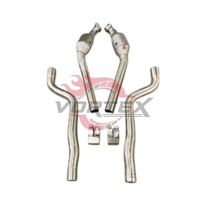 Tuyaux d'échappement avant Vortex améliorés avec protection thermique pour Mercedes-Benz W212 E63 C218 CLS63, composants d'échappement en acier inoxydable - Product Image 1