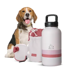 Модернизированная портативная бутылка для воды для собак, бутылка для воды для домашних животных из нержавеющей стали с чашами и сумкой для переноски для походов на открытом воздухе, миска для кормушки