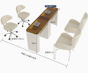Cream Style <b>Nail</b> Salon Manicure Table and Chair Set Glass <b>Nail</b> Art Table with Built-in Vacuum Cleaner Socket <b>Nail</b> Table - Product Image 5
