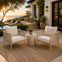 Ensemble de canapés de conversation de luxe en corde tressée résistante aux intempéries pour l'extérieur, idéal pour villa, jardin et terrasse