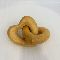Chaîne décorative en bois sculptée à la main en forme de cœur à 2 anneaux, pour table basse, cadeau artisanal