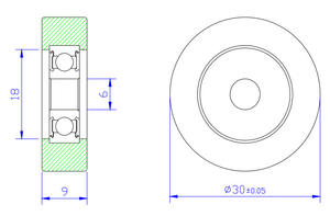 Techmo polyurethan rad <span class=keywords><strong>caster</strong></span> pu schwamm walze hs code pu walze malaysia pu beschichtung auf walze PU62630-9 626RS 6x30x9mm - Product Image 5