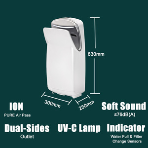 เครื่องเป่ามือสำหรับห้องน้ำเชิงพาณิชย์, เครื่องเป่ามือไฟฟ้าแบบไร้สัมผัส, เสียงเงียบพิเศษ, แบบติดผนัง - Product Image 5