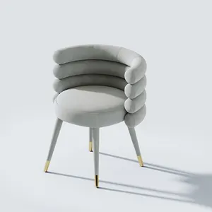 Aomisi Casa Nordic Stijl Ronde Vorm Eetkamer Stof Fluwelen Stoelen Set Meubels Groothandel Modern Hout En Teddy Eetkamerstoel