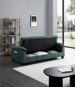 Canapé-lit convertible en tissu velours avec rangement et port de charge USB pour salon, appartement, chambre à coucher, bureau - Product Image 1