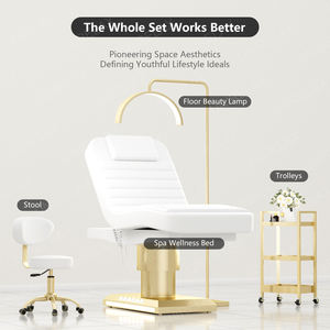 Mesa de Tratamiento de Masaje Eléctrica Completa Moderna Color Blanco y Oro para Terapia Médica, Spa, Salón, Pestañas, Esteticista, Cosmética Facial y Cama de Belleza - Product Image 4