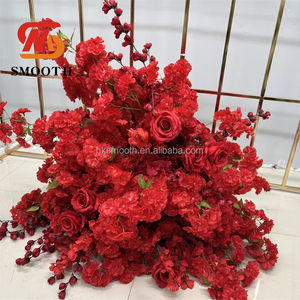 SMOOTH Good Quality Beautiful Wedding <b>Red</b> Rose Flower Balls Silk Cherry Blossoming Artificial Flower <b>Runner</b> - Product Image 4