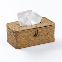 Boîte à mouchoirs décorative en jonc de mer et jacinthe d'eau tressée à la main pour rangement de table – Fournisseur en gros