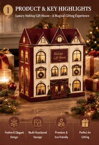 Christmas <b>Gift</b> House <b>Box</b> with Multi Compartments Festive Window Design Custom Packaging for Holiday <b>Gifts</b> and Corporate <b>Presents</b> - Product Image 5