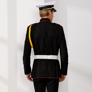 Vêtements de travail de <span class=keywords><strong>garde</strong></span> d'hôtel d'aéroport royal noir personnalisé sur mesure manteau épais de veste d'uniforme de sécurité d'hôtel pour hommes - Product Image 4