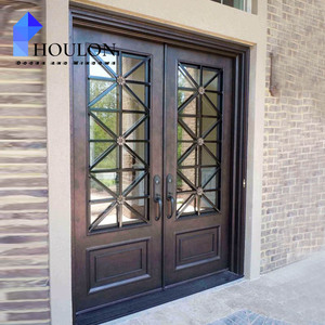 Precio del fabricante Puertas exteriores de hierro forjado Puerta de entrada de hierro forjado para Villa - Product Image 6