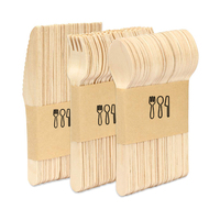Ustensiles personnels écologiques en bois biodégradables Set de couverts en bois jetables-Cuillere Couteau Fourchette En Vrac