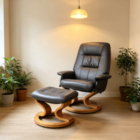 Chaise inclinable de couleur noire Vente en gros Tissu en microfibre Massage manuel pivotant Euro Chaise inclinable avec repose-pieds