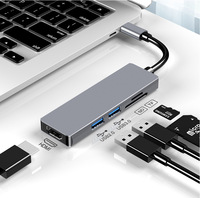 Adaptador Multipuerto USB a USB C 2 en 1, 7 Puertos USB 3.0 y USB 2.0, Tipo C, Alimentación de Datos, Base de Conexión, Aleación de Aluminio