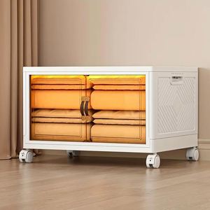Folding Rectangle White <b>Storage</b> <b>Box</b> Doors Wheels <b>Collapsible</b> Eco-Friendly Injection Molded Plastic Stackable 25L Capacity Home - Product Image 2