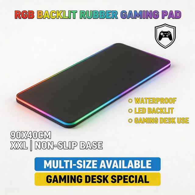 RGB Backlit Durable Super Anti-Shock Rubber Gaming Pad Extended XXL Mat for Keyboard & Mouse with Non-Slip Base
