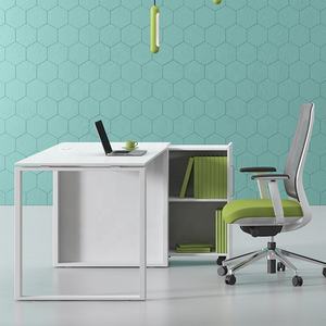 Moderno bianco mobili da lavoro struttura in metallo scrivania da ufficio postazione di lavoro <span class=keywords><strong>segretaria</strong></span> da tavolo con contenitore - Product Image 2