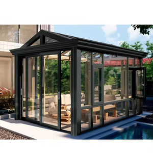 Gazebo con Techo Rígido Permanente, Solárium de Acero Galvanizado con Doble Techo, Casa de Jardín con Pantalla Exterior de Aluminio, Sala de Estar al Aire Libre para Patio o Terraza - Product Image 1