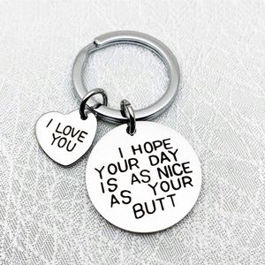 Vui Keychain tôi hy vọng ngày của bạn là tốt đẹp như mông của bạn Keyring Valentine ngày món quà trái tim vòng chìa khóa tôi yêu bạn vợ chồng Quà Tặng - Product Image 1