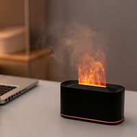 Diffuseur d'arômes à effet flamme grain de bois, humidificateur ultrasonique USB, 7 couleurs, effet feu craquelé, purificateur d'air de bureau, cadeau décoratif