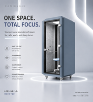 Cabine Acoustique Minimaliste pour 1 Personne – Design Épuré et Insonorisé – Poste de Travail Privé Moderne avec Verre de Sécurité Stratifié