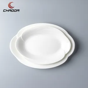 12 Inch Restaurant Ceramic Large Modern Stone Lines Dinnerware For Restaurant Porcelain Serving Oval Platter Ceramic Big Plate